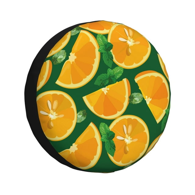 Fotbe Orange Funda de Llanta de Repuesto con Estampado, Engrosada, Ajuste Universal para Jeep, Remolque, RV, SUV, Camión-17 inch