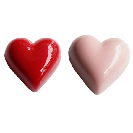 

NUOLUX 10Pcs Lovely 3-D Heart Magnetic Stickers Resin Fridge Magnets Board Stickers Children Toys(Red and Pink)