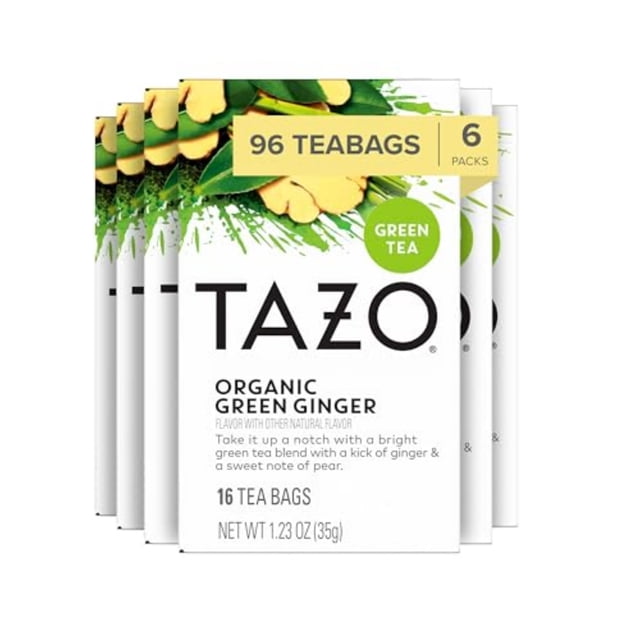 Tea TAZO Organic Green Ginger 96 bolsitas de té de 16 unidades, paquete de 6