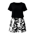 thumbnail image 4 of Enjoytime Summer Outfits for Women Solid Short Sleeve Tops with Print Shorts 2 Piece Sets Business Casual Travel Matching Clothing, 4 of 6