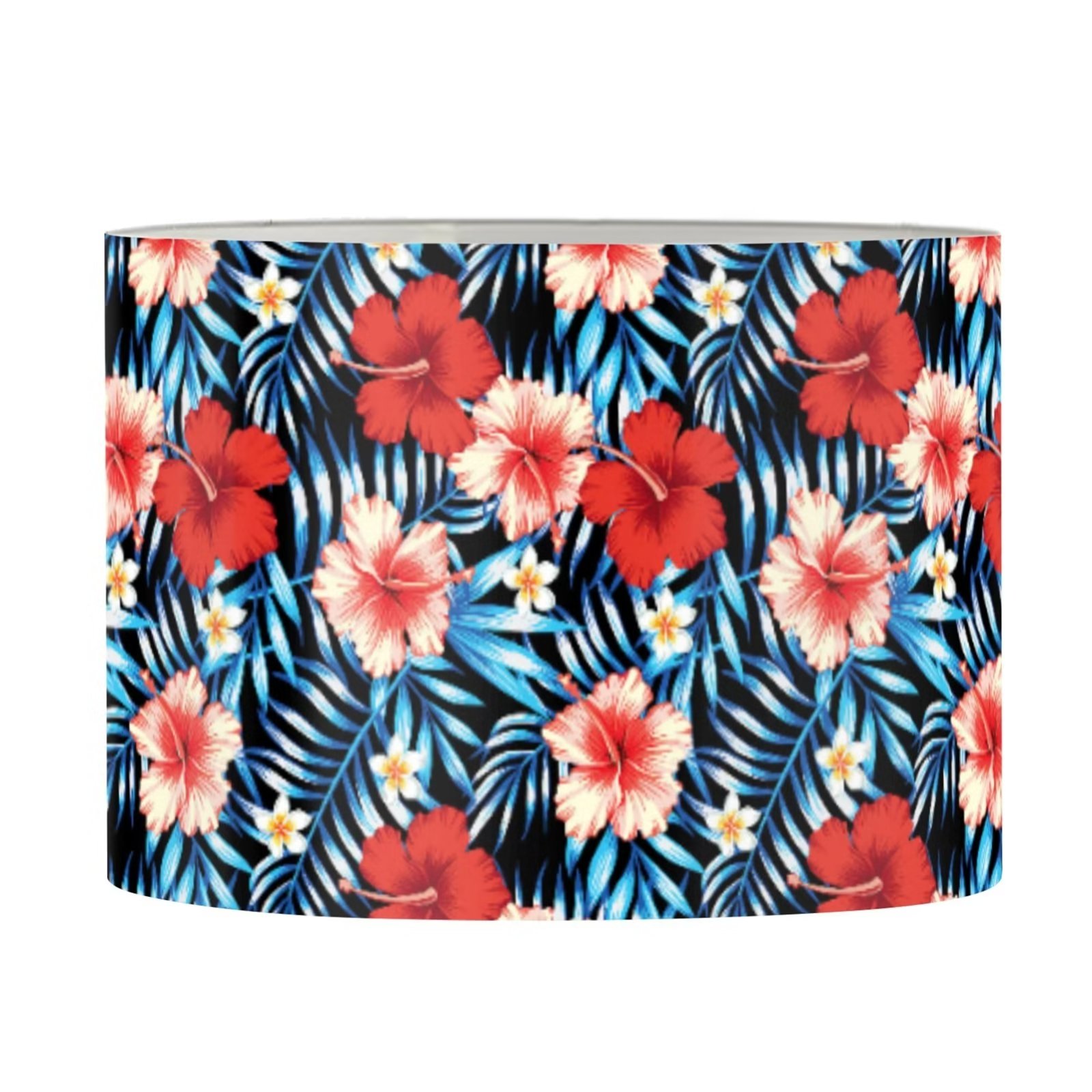 Pzuqiu Hibiscus Floral Drum Lamp Shades for Women Bedroom Medium Round