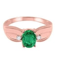 thumbnail image 2 of Mauli Jewels Rings for Women 0.9 Carat Oval Emerald and Diamond Ring 4-Prong 10K Rose Gold, 2 of 6