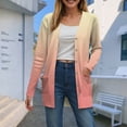 thumbnail image 2 of idosla Long Sleeve Cardigan for Women Casual Gradation Pockets Button Down Loose Fall Lightweight Hiking Trendy Jacket (Pink, XXL), 2 of 8