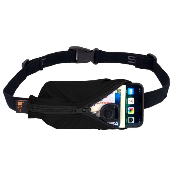 Cinturón para correr SpiBelt para mujer y hombre con soporte para teléfono, color negro