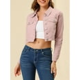 thumbnail image 6 of INSPIRE CHIC Women's Jacket Long Sleeves Single Breasted Cropped Denim Jacket L Pink, 6 of 8