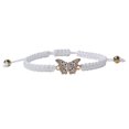 thumbnail image 1 of Pulsera de mariposa para mujer, brazaletes trenzados hechos a mano ajustables, joyería (blanco), 1 of 3