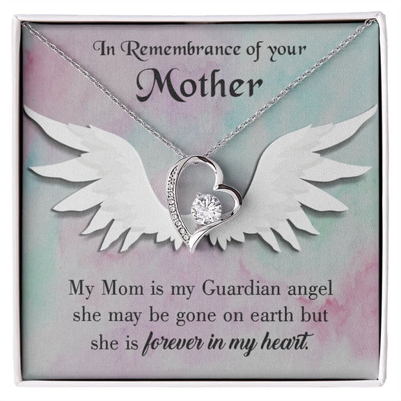 To Mom Remembrance Message Mommy Guardian Angel Forever Necklace w Message Card