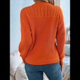 thumbnail image 4 of Suéter de Crochet Calado para Mujer, Jersey de Punto de Larga con Cuello Redondo, Camisa Informal de Otoño e Invierno. Color Naranja XL, 4 of 9