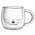 thumbnail image 1 of Coofit Glass Mug Double Layer Cat Bird Universal Coffee Mug Tea Mug Drinking Mug, 1 of 7