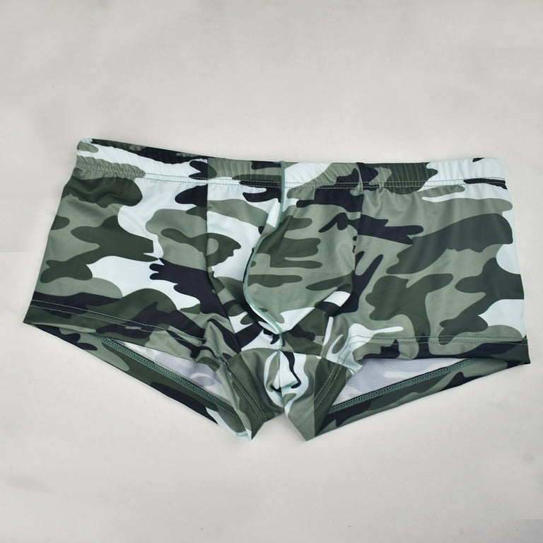 Cathalem Get Today Delivery Items Men Printed Breathable Camouflage Low Waist Knitted T Bar Underwear Underpants Green Medium, Men's