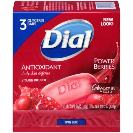 - Dial Glycerin Bar Soap, Power Berries, 4 Ounce Bars, 3 Count