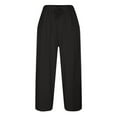 thumbnail image 4 of Babcutegg Womens Capris Wide Leg Elastic Waist Side Pockets Women's Clothes Black, 4 of 5