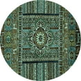 thumbnail image 1 of Ahgly Company Indoor Round Abstract Turquoise Blue Modern Area Rugs, 3' Round, 1 of 4