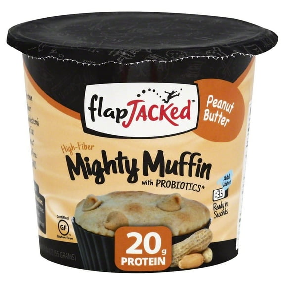 FlapJacked Mighty Muffin Peanut Butter Microwavable Cup Gluten-Free, 1.94 oz Cup