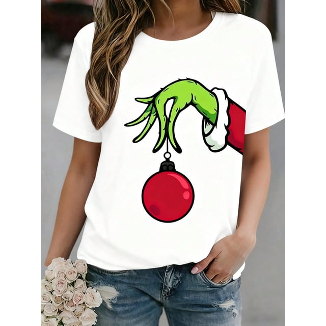 Halloween Ghost Print Girls' Short-Sleeve T-Shirt - Soft Comfortable Fabric, Machine-Washable Spring/Fall Top, Streetwear Casual Fit, Fashionable Design, Breathable Material, Must-Have For Fashionist