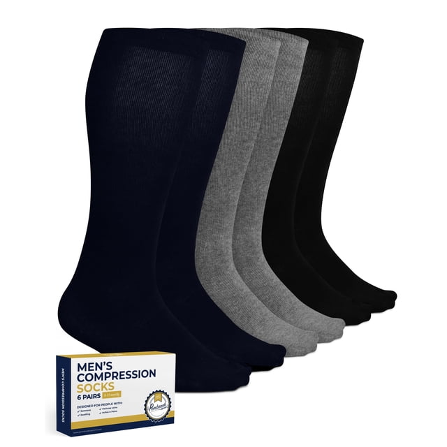 Calcetines de compresión Pembrook Light para hombre de 8 a 15 mm de Hg, 6 pares