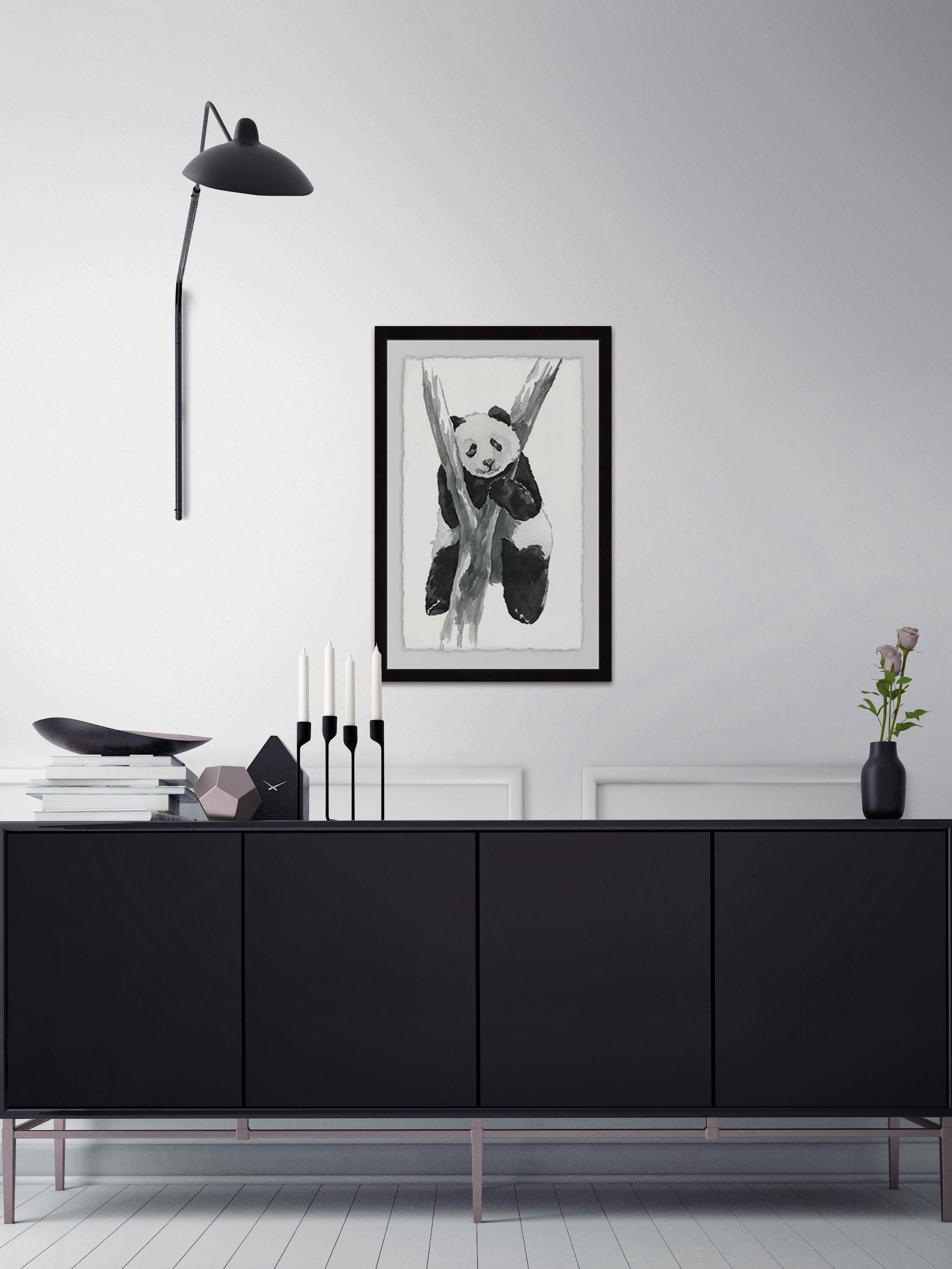 Lonesome Panda Framed Painting Art Print