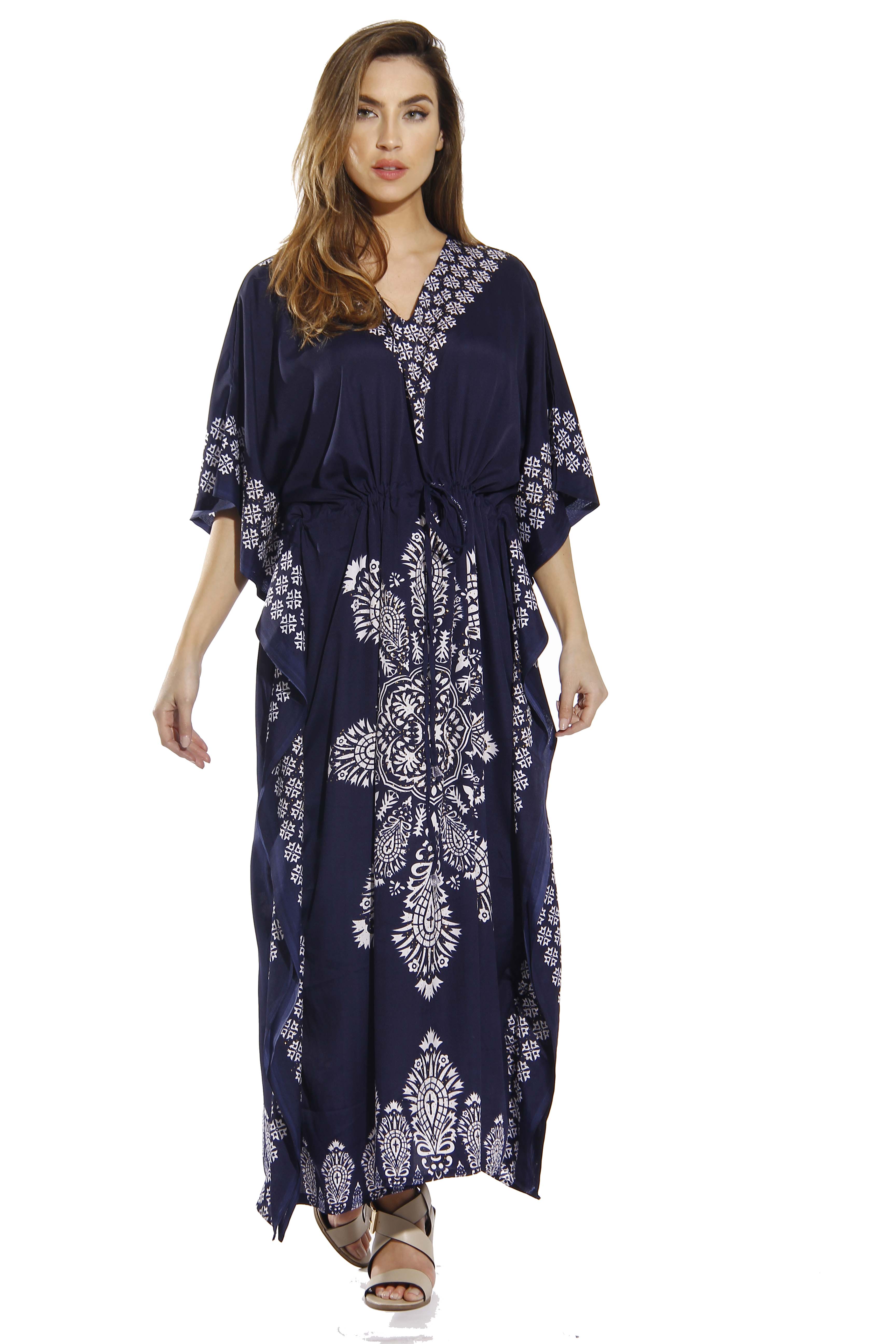 Riviera Sun Caftan / Caftans for Women (Navy, Small)