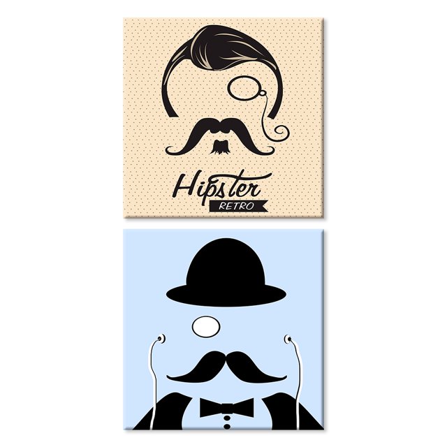 Cuadros Decorativos Bigotes Hipster Set 2 piezas Joss Design 30x30
