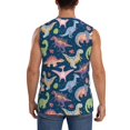 thumbnail image 4 of Lsque Dinosaur Print Men's Cotton Blend Sleeveless Muscle Shirts (S-3XL)- Moisture Wicking, Odor Protection, UPF 30+,, 4 of 8