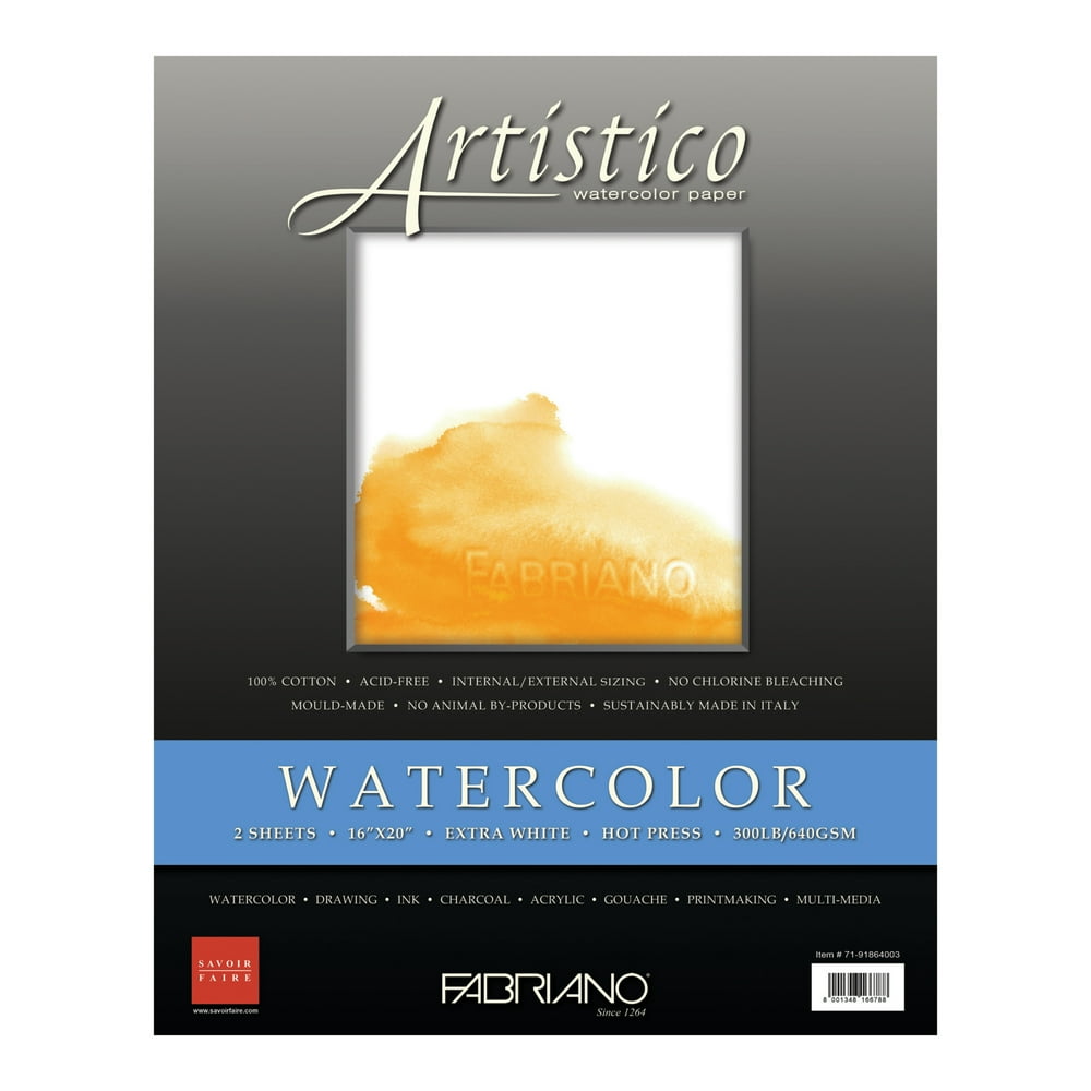 Fabriano Artistico Extra White Watercolor Sheets, HotPress, 300 lb