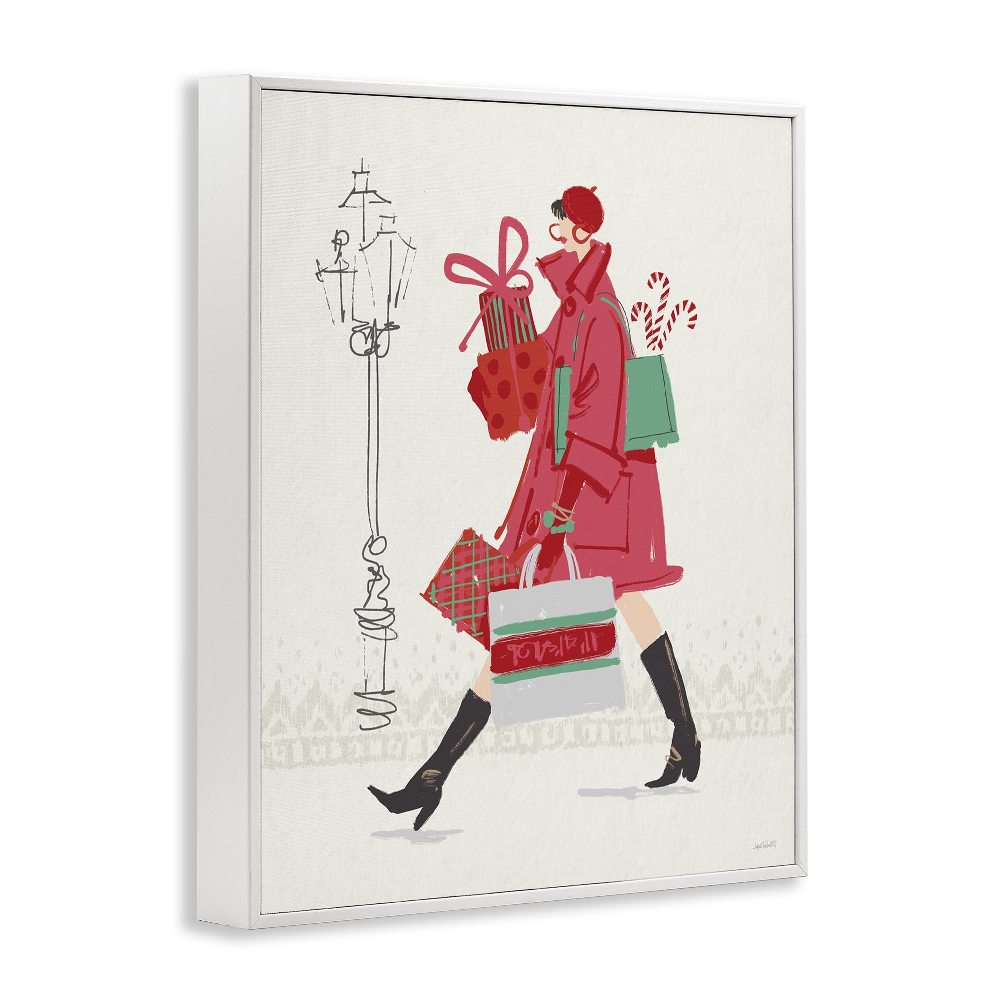 Stupell Industries Trendy Festive Fashion Holiday Painting White Framed Art Prints Wall Art, 16 x 20