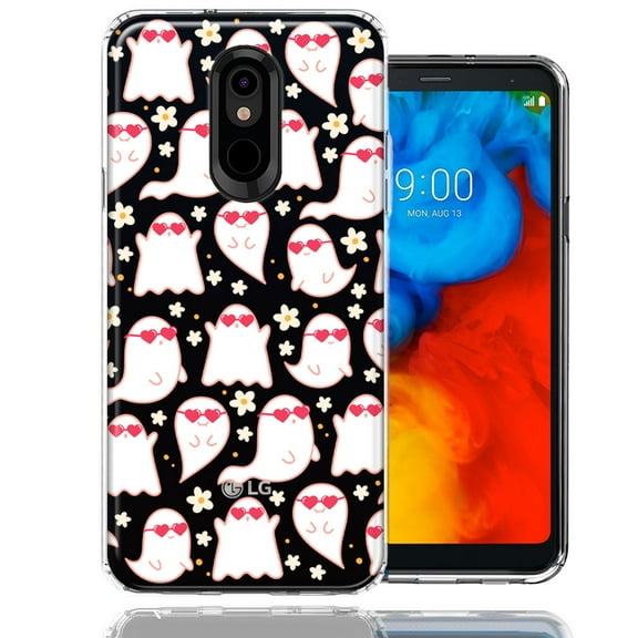 MUNDAZE LG Aristo 4/Escape PLUS/Tribute Royal Floating Heart Glasses Love Ghosts Vaneltines Day Cutie Daisy Double Layer Phone Case Cover