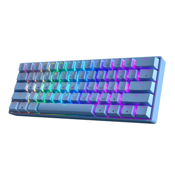 HK GAMING GK61 60% v3 | Teclado Mecánico para Juegos Hotswap | 61 Teclas con Retroiluminación RGB Multicolor para PC/Mac Gamer | Distribución US (Blue, Cherry Mx Speed Silver)
