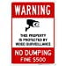 thumbnail image 3 of No Dumping Sign, Video Surveillance Sign, No Dumping Fine $500 Sign, 10x14 Inches, Rust Free .040 Aluminum, Fade Resistant, Made in USA by Sigo Signs, 3 of 10