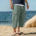 thumbnail image 2 of Men Loose Casual Cargo Pants Multi-Pocket Drawstring Work Pants Trousers Elastic Waist Belted Straight Leg Lightweight Stretchy Quick Dry Gym Hiking Streetwear Workwear | Zenithor,Army Green 4XL, 2 of 7