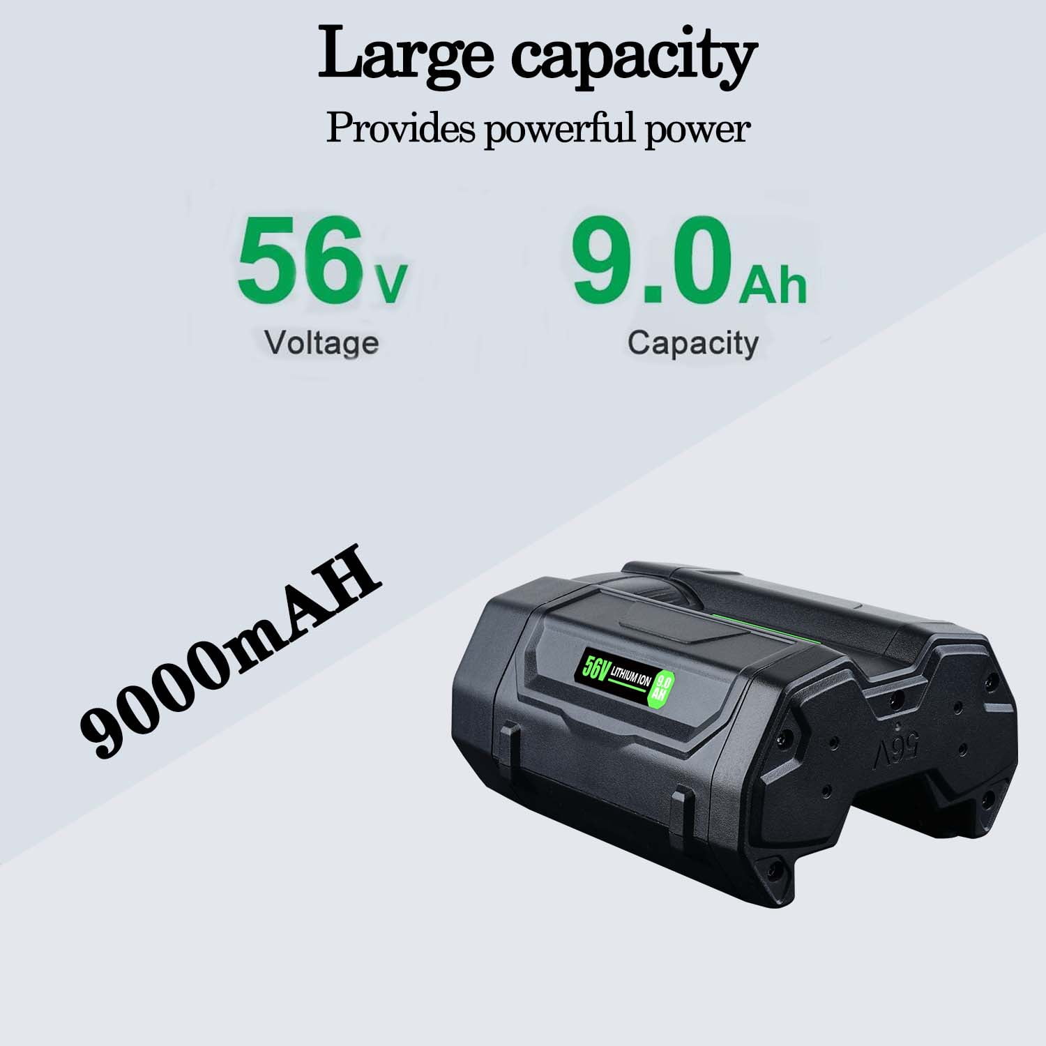 DASNITE 9.0Ah Replacement for EGO 50.4V(56V) Lithium Battery BA2800 BA4200 9000mah EGL1828, Compatible with Ego Power Tools,1PACK