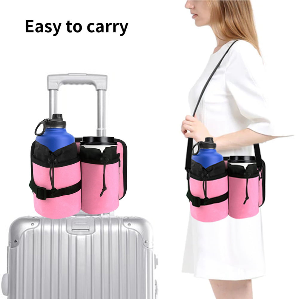 Travel Essential Hands-free Luggage Cup Holder. Carry Two Cups