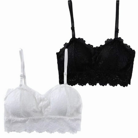

2-Pack Girl Lady Lace Padded Wire Free Bra Bralette Brassiere Yoga Vest Top