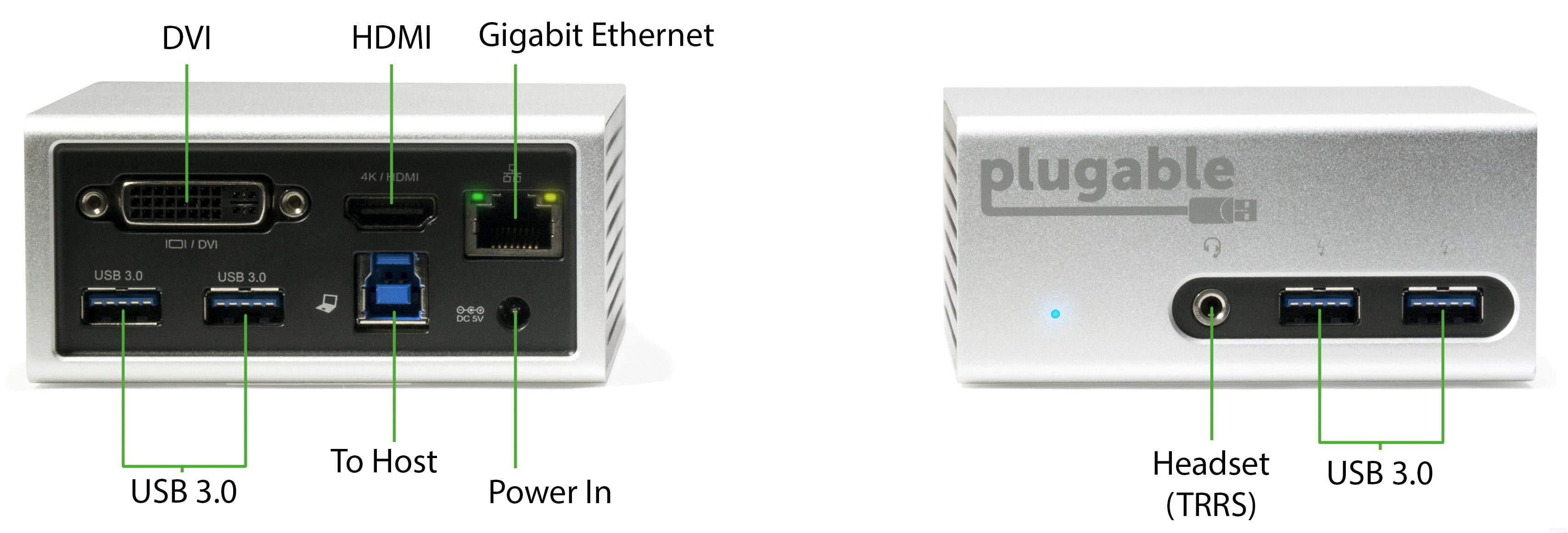 Plugable Universal USB 3.0 Docking Station with Dual Video Outputs and 4K Support for Windows 10, 8.1, 7 (HDMI and DVI or VGA, Gigabit Ethernet, Audio, 4 USB 3.0 Ports, VESA Mount Aluminum Mini)