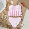 thumbnail image 7 of REDARER Girls Eyelet Ruffle Two-Piece Tankini Swimsuit with High Waist Bottom for Teens,8-9 Years, 7 of 7