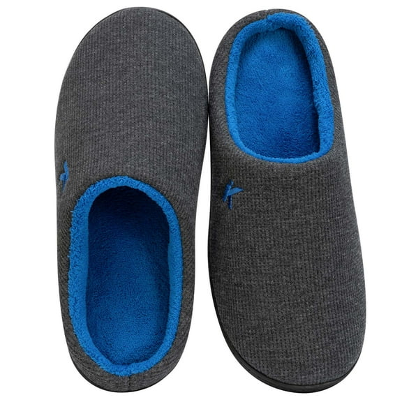 Somdot Men's Memory Foam Slipper Color Blocking Comfy Warm House Shoes for Indoor Outdoor