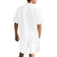 thumbnail image 4 of GERsome Mens 2 Piece Outfits Casual Texture Summer Short Sleeve Button Down Shirts and Shorts Set with Pockets Solid Color S-3XL, 4 of 9