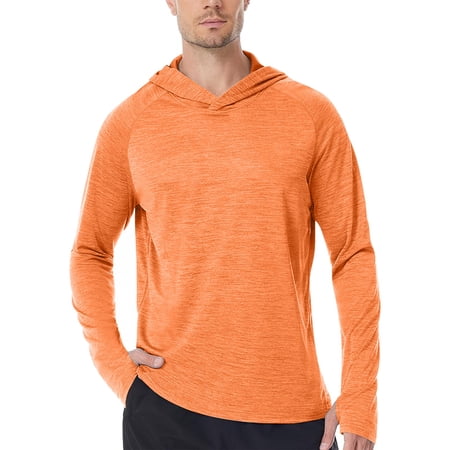 DPTALR Men s Solid Color Long Sleeve Fishing Hoodie Orange L