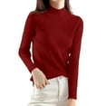 thumbnail image 1 of Chandails Légers pour Femmes Col Roulé Élégant Manches Longues Ajusté Tricot Vêtements d'Automne, 1 of 3