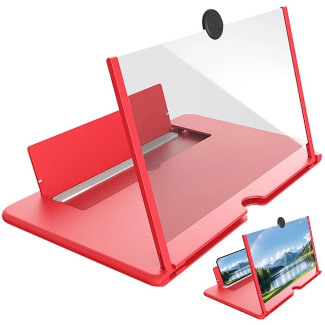 Pantalla con lupa para teléfono móvil Yilia 3D HD de 12 pulgadas, roja