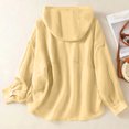 thumbnail image 3 of Textilo Women's Cotton Linen Hoodie Long Sleeve Button Down Hooded Gauze Shirts with Pocket Sun Protection Blouses Casual Summer Vacation Beach Lightweight 2026 Tops,Yellow L, 3 of 5