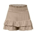 thumbnail image 5 of Women's Pleated Skirt High Waisted Tennis Skirts Layered Ruffle Hem Mini Skirt Flared Flowy Casual Swing Beach Mini Short Skirt Sports Skater Running Skorts withShorts Pockets, 5 of 6