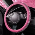 thumbnail image 3 of CAR PASS Diamond Pink Leather Steering Wheel Cover, with Bling Crystal Rhinestones Universal Fit 14" 1/2-15" Crystal Glitter for Women Sparkle Girl Fit Suvs,Vans,Sedans,Cars,Trucks, Pink Diamond, 3 of 7