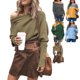 thumbnail image 4 of Sudadera Manga Larga Hombros Descubiertos Casual Suelto Moda Jersey Tops para Mujer OD Verde L, 4 of 6