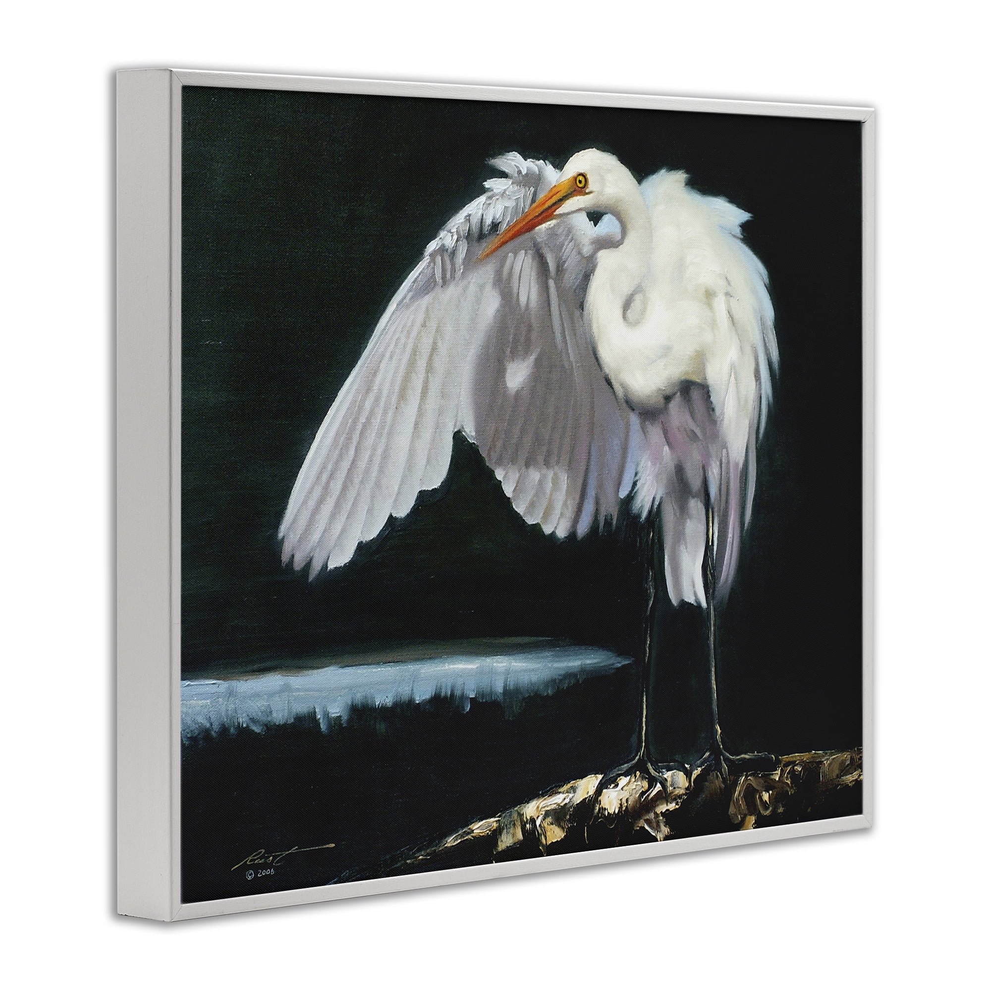 Stupell Industries Stoic Heron Standing Animals & Insects Painting White Framed Art Print Wall Art, 20 x 16