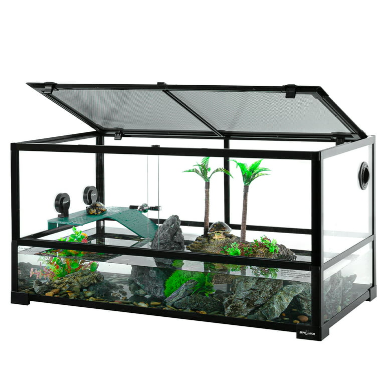 50 Gallon Large Turtle Tank Aquarium, 36×18×18 Tortoise Habitat  Water-Land Ecological Turtle Tank with Drainage System Aquatic Turtle Tank  Aquarium