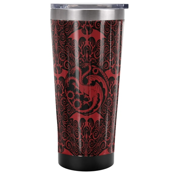 House of The Dragon Official Pattern 20 oz Travel Tumbler, Stainless Steel, Vacuum Insulated with Leak Resistant Slide-Lock Lid