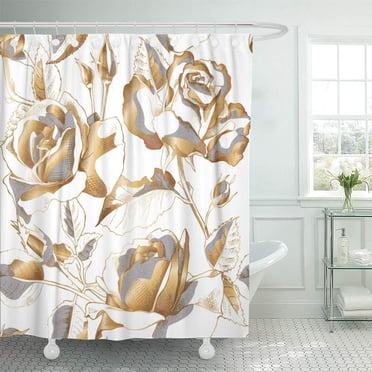 EMPIRE Shower Curtain — Luxe Gold Crown & Ruby Rose Design main image 1