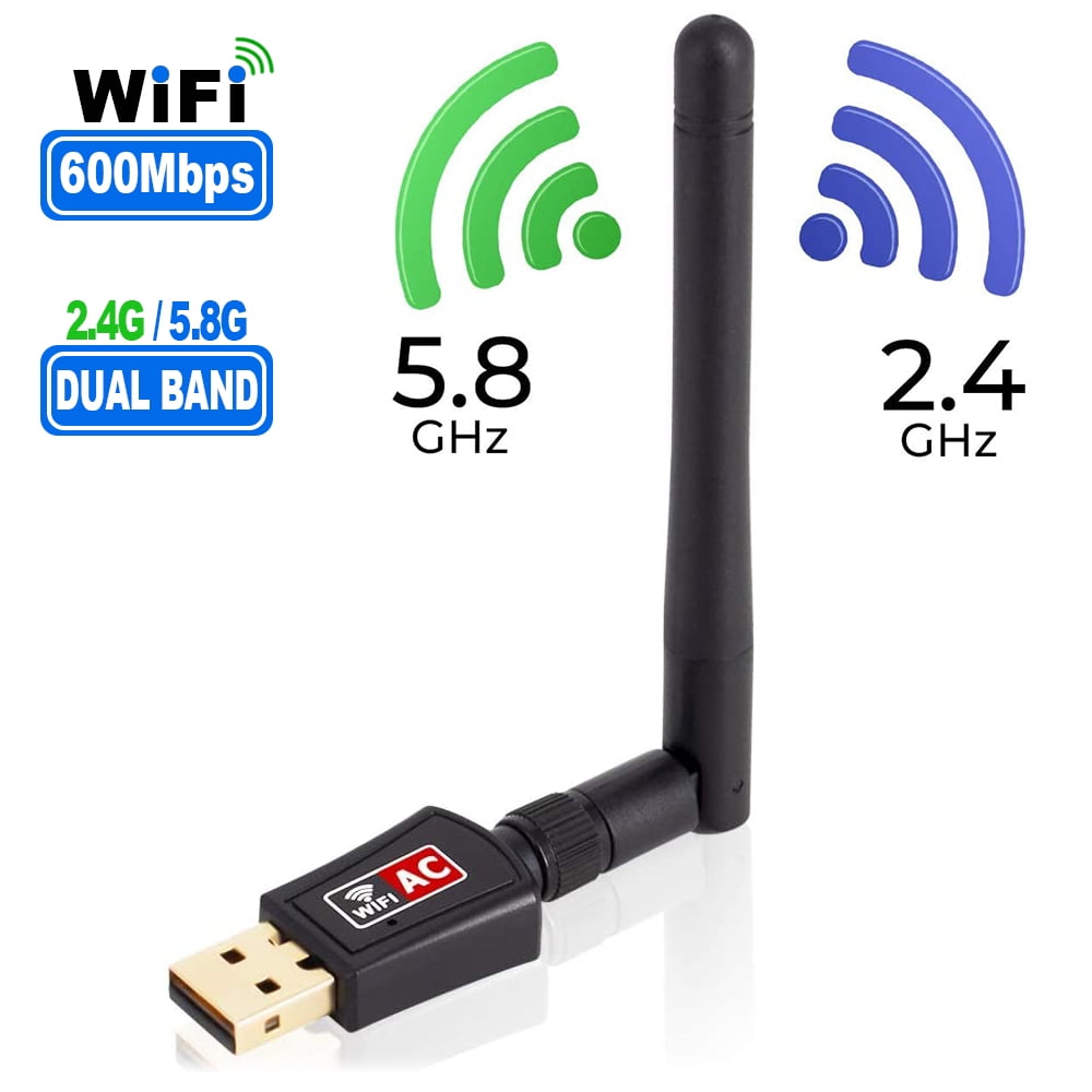 USB WiFi Adapter Wireless AC 600Mbps Dual Band 2.4G/5.8Ghz Wi-Fi for Desktop PC Compatible, Windows 10/8.1/8/7/XP, Mac OS 10.9-10.14 - Walmart.com
