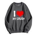thumbnail image 1 of Bmisegm Sweat à Capuche Imprimé pour Femmes Col Rond Manches Longues Pull Décontracté Gris Foncé TG, 1 of 3